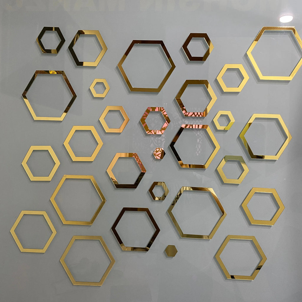 Acrylic Hexagon Ring Mirror Wall Decor