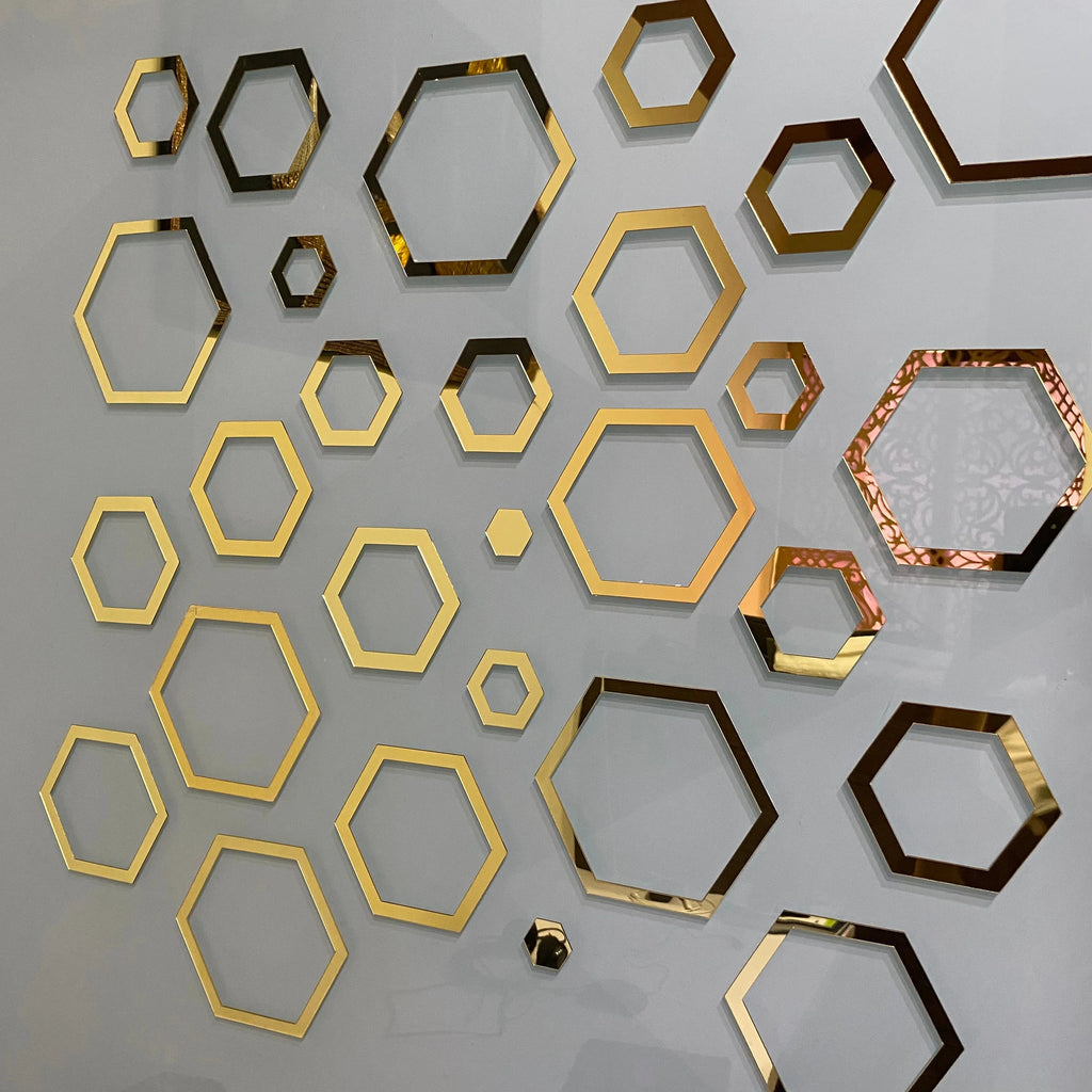 Acrylic Hexagon Ring Mirror Wall Decor