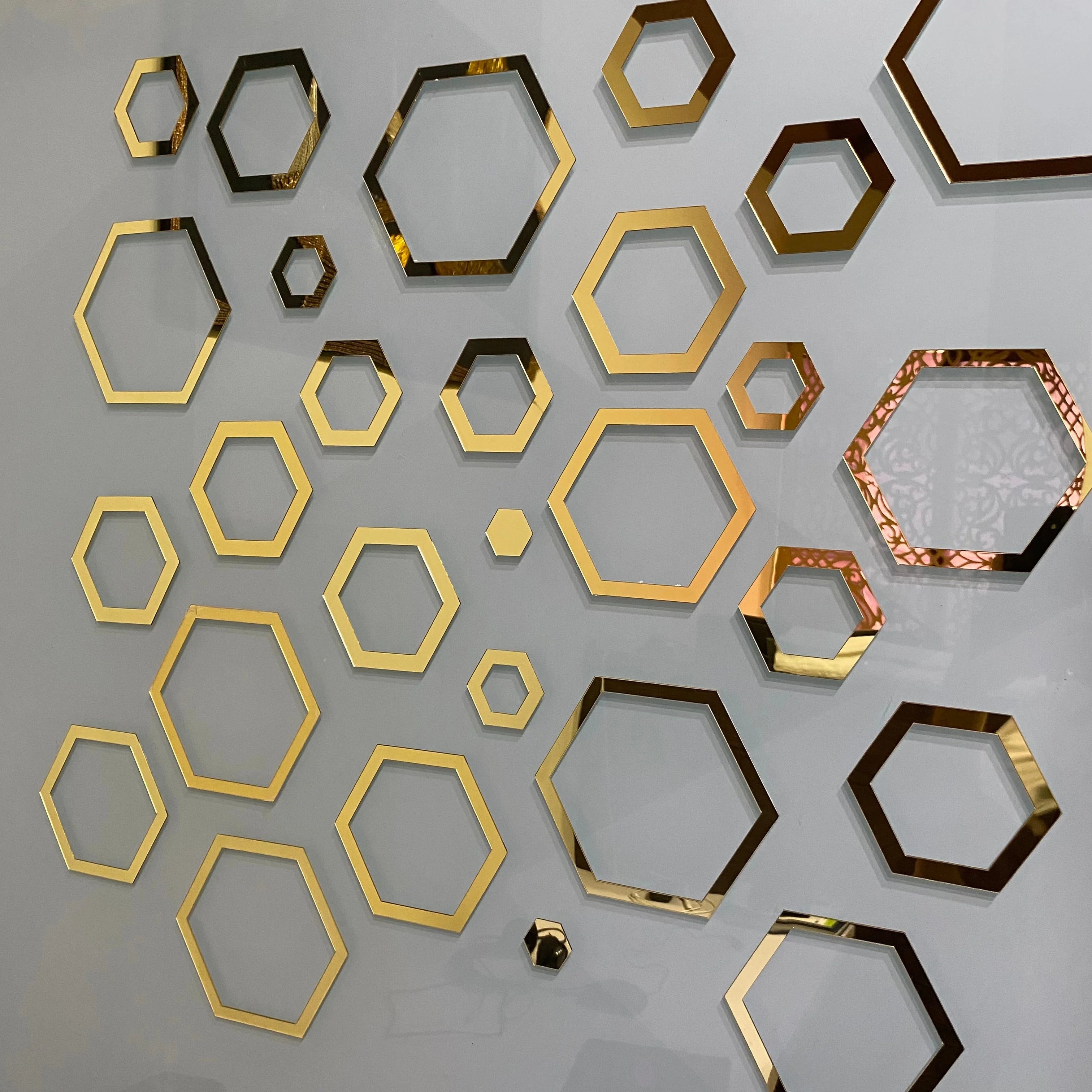 Acrylic Hexagon Ring Mirror Wall Decor