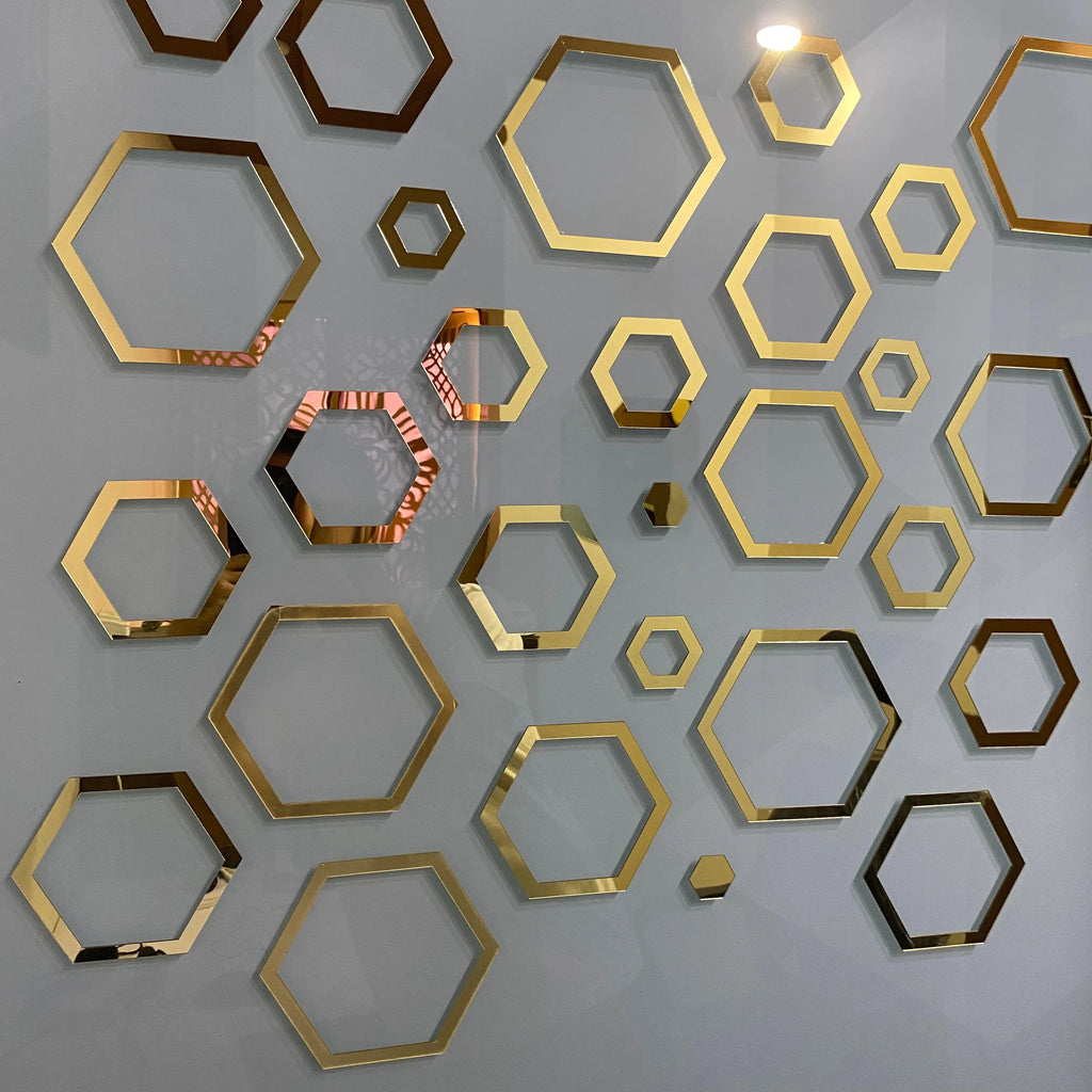 Acrylic Hexagon Ring Mirror Wall Decor