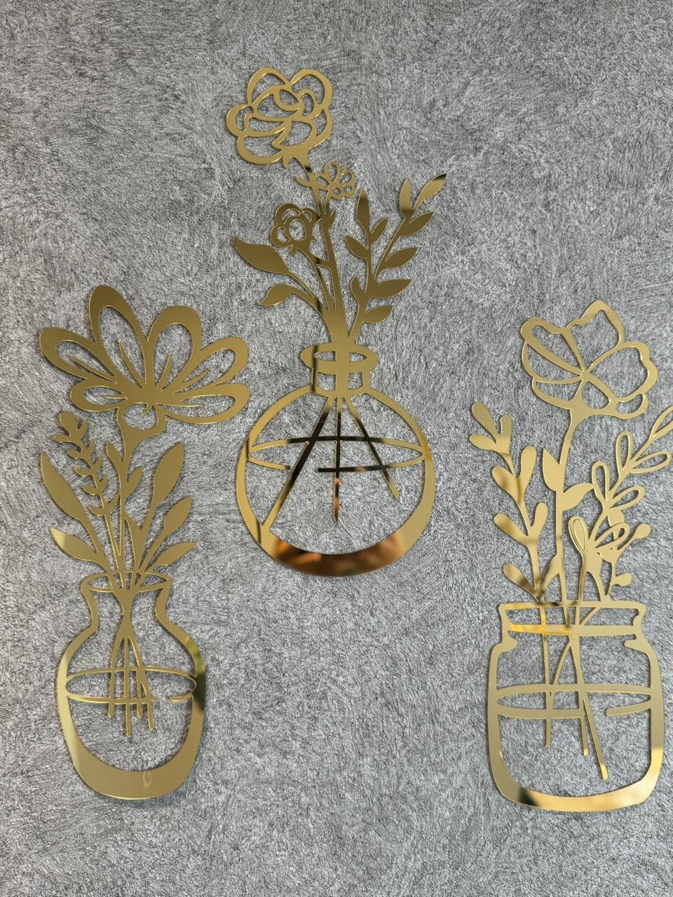 Flower Vase Wall Sticker Acrylic Mirror Wall Decals